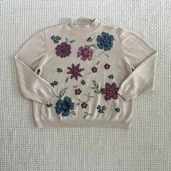 VINTAGE 90’s Alfred Dunner Floral Knit Sweater - Picture 5 of 5